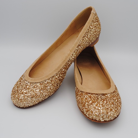 Stuart Weitzman Flora Gold Flats W Sz 8 - Picture 1 of 7